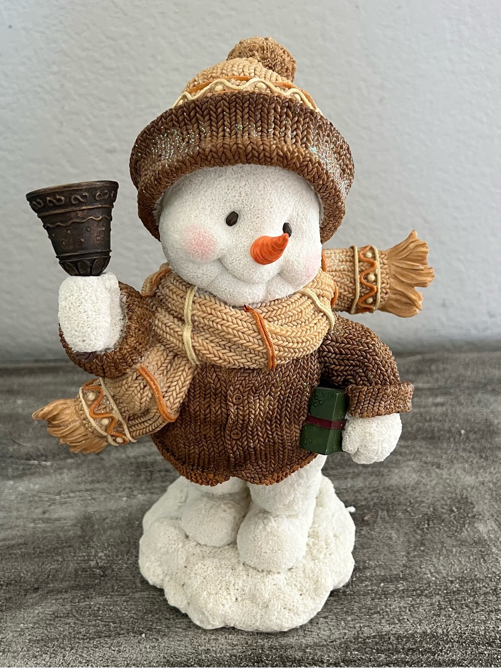Herco Gift Professional Snowman Figurine 10" Bell Ringer Christmas Decor Resin